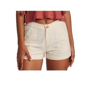 ROXY Oceanside High Rise Shorts Sz M Ivory White Structured Cotton Linen Woven